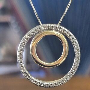 925 Italy Chain Necklace with 925 Diamond Accent Pendant